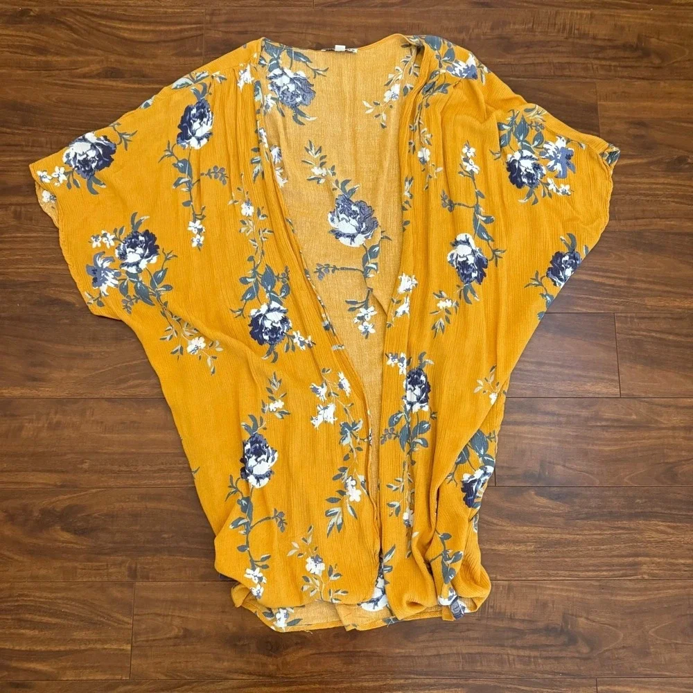 Moral Fiber Women's Fall Floral Kimono Wrap‎ Cardigan Size M Boho Beachy - Picture 8 of 10